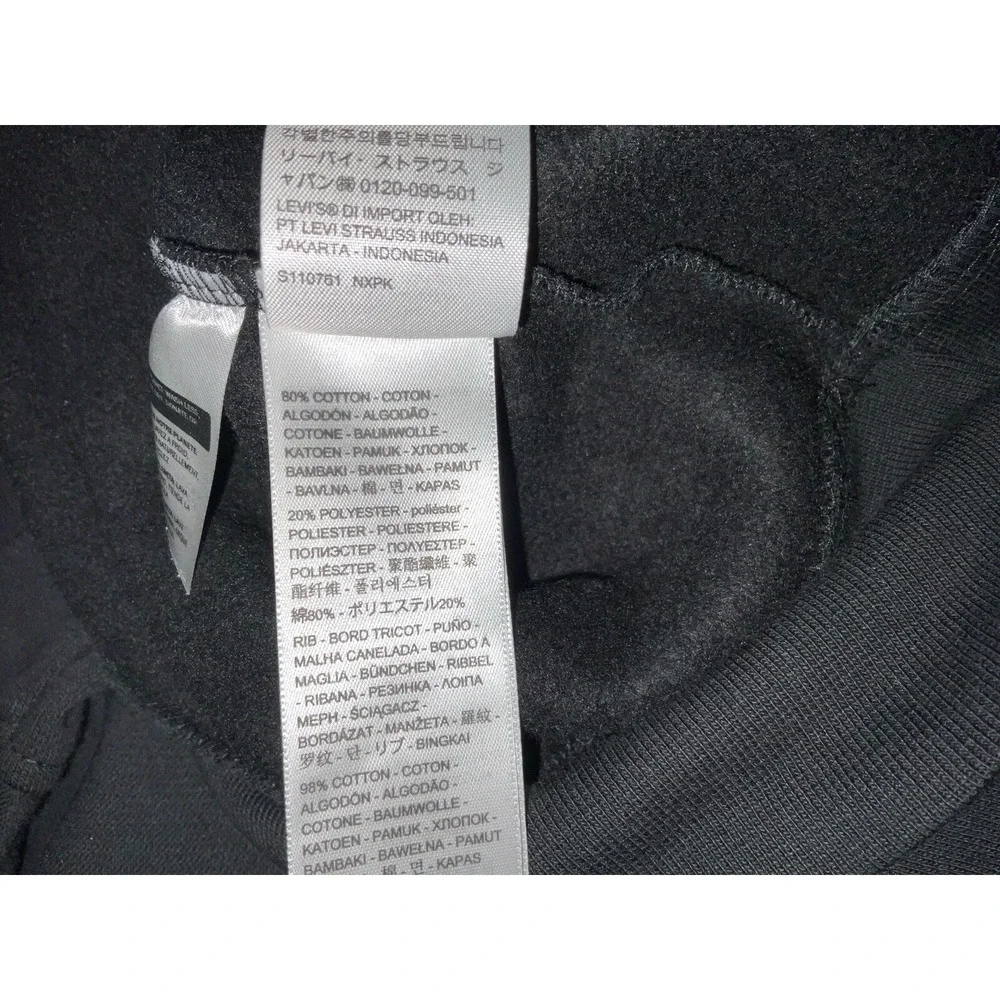 NWT‎ Men's Levi's Relaxed Fit Crew Neck Sweatshirt Black w/ White XLT Tall
